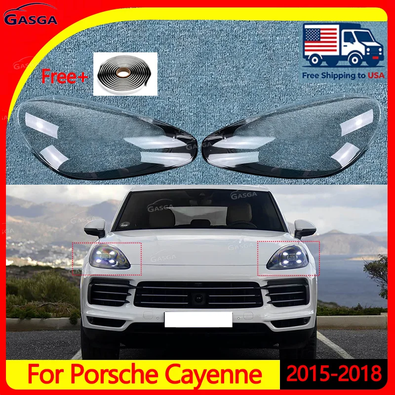 

Transparent Lampshade Car Lamp Protective Shell Transparent Glass Lamp Shell For Porsche Cayenne 2015-2018 Car Light Accessories