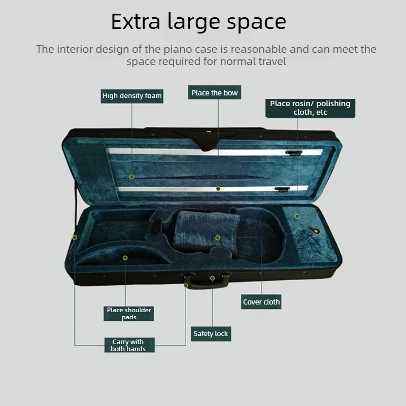 High-end Violin Rectangular Box 4/4 3/4 1/2 1/4 1/8 Size Durable Violin Box for Violinists and Musicians Instrument Accessories