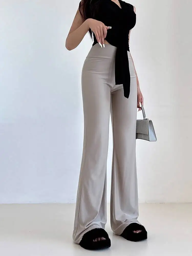 

Ice Silk Pants Women's 2026 Summer New High Waist Thin Wide Leg Casual Pants Fashion Women Korean Pants 2026 New Trousers BW4K