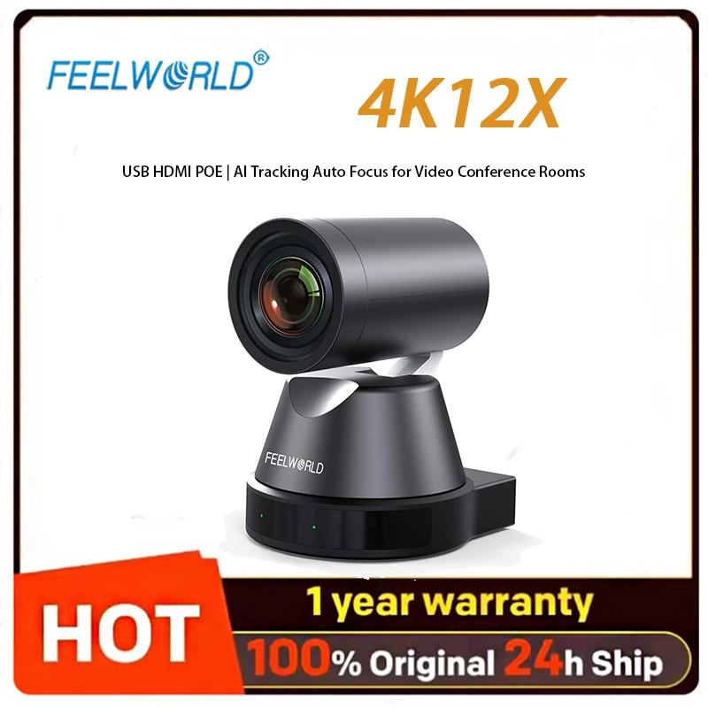 FEELWORLD 4K12X POE PTZ Camera 4K,12X Optical Zoom,USB HDMI,AI Human Tracking,IP Streaming for Meetings,Live Broadcast,YouTube