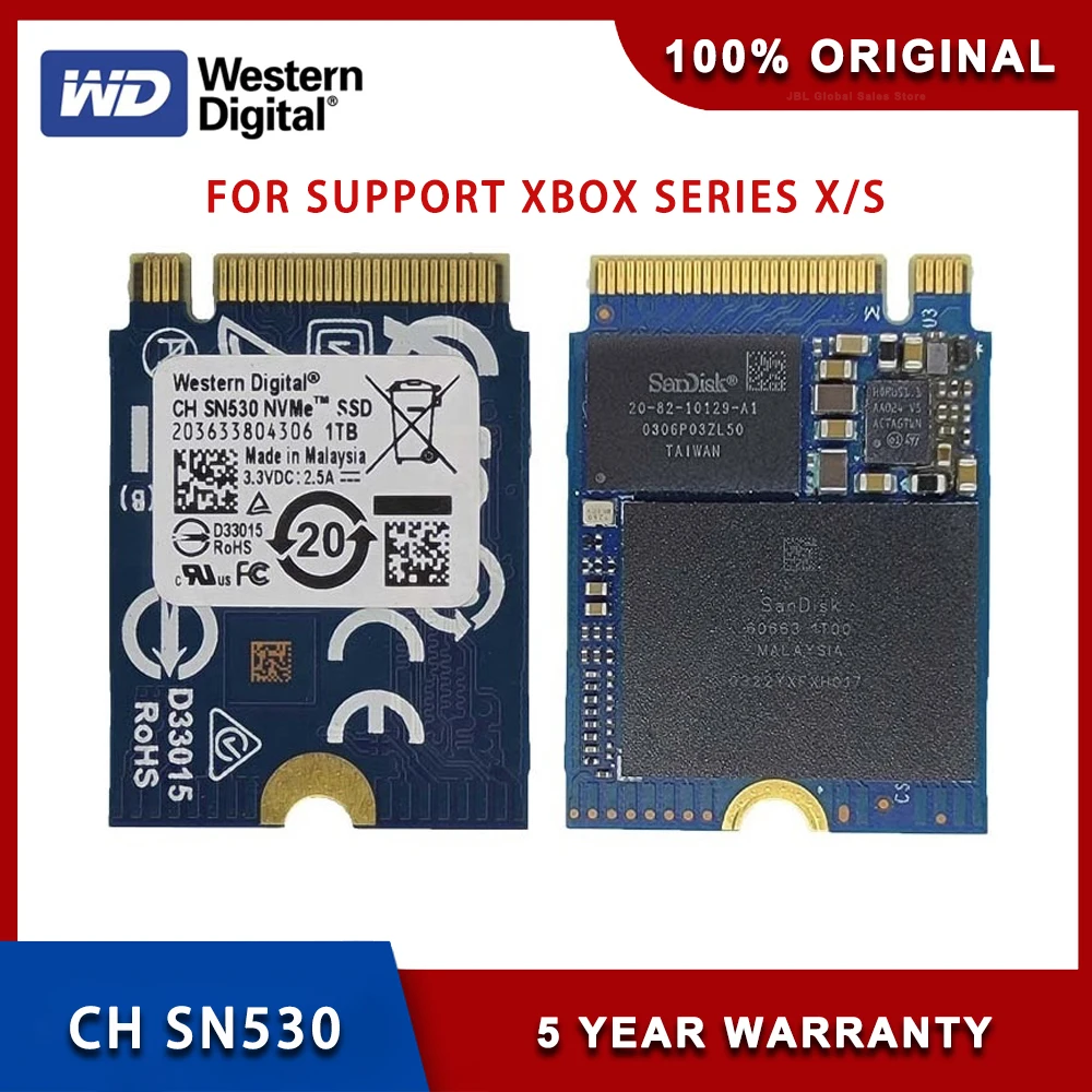 Western Digital WD CH SN530 SSD 1TB 512GB M.2 PCIE 4.0X2 2230 Solid State Drive For Support Xbox Series X/S Enhanced Games