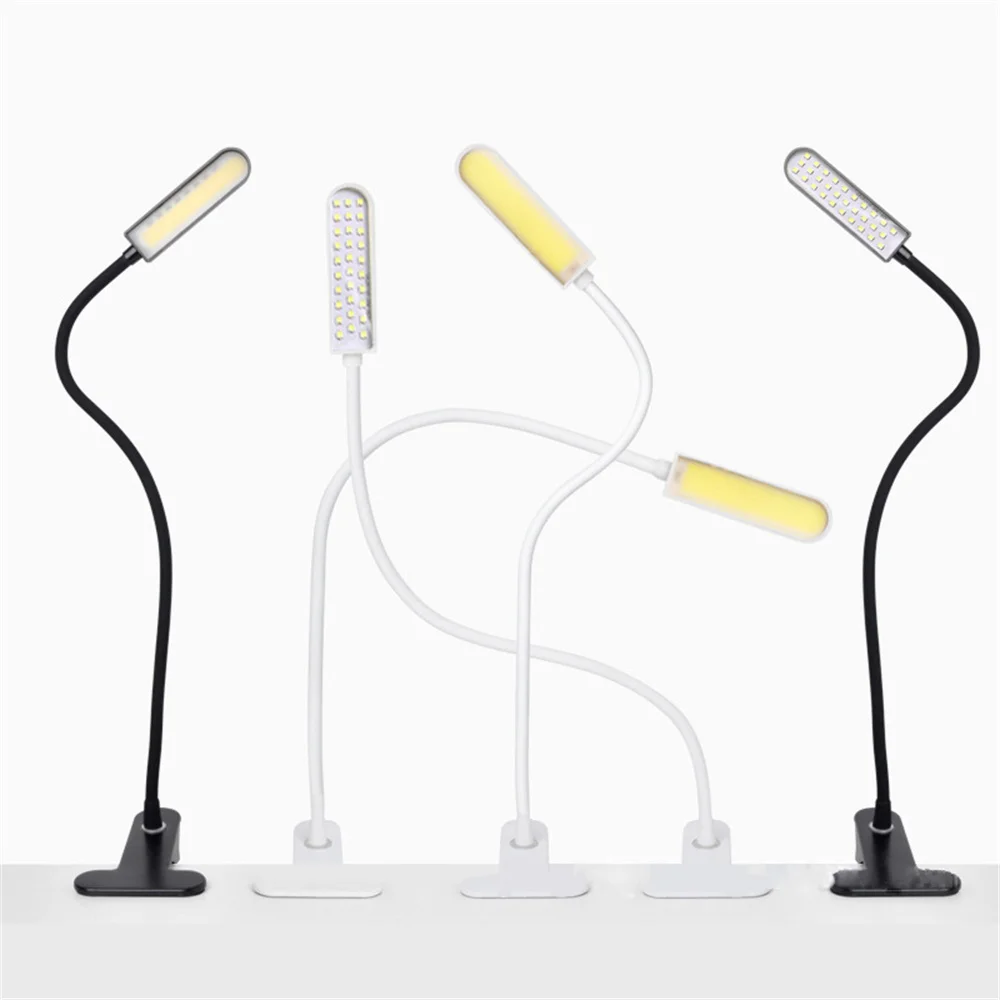 

USB Powered Clip-on 30 Leds or COB Eye Caring Reading Light DC5V Flexible Tube for Bedroom,Study,Office White 6000K