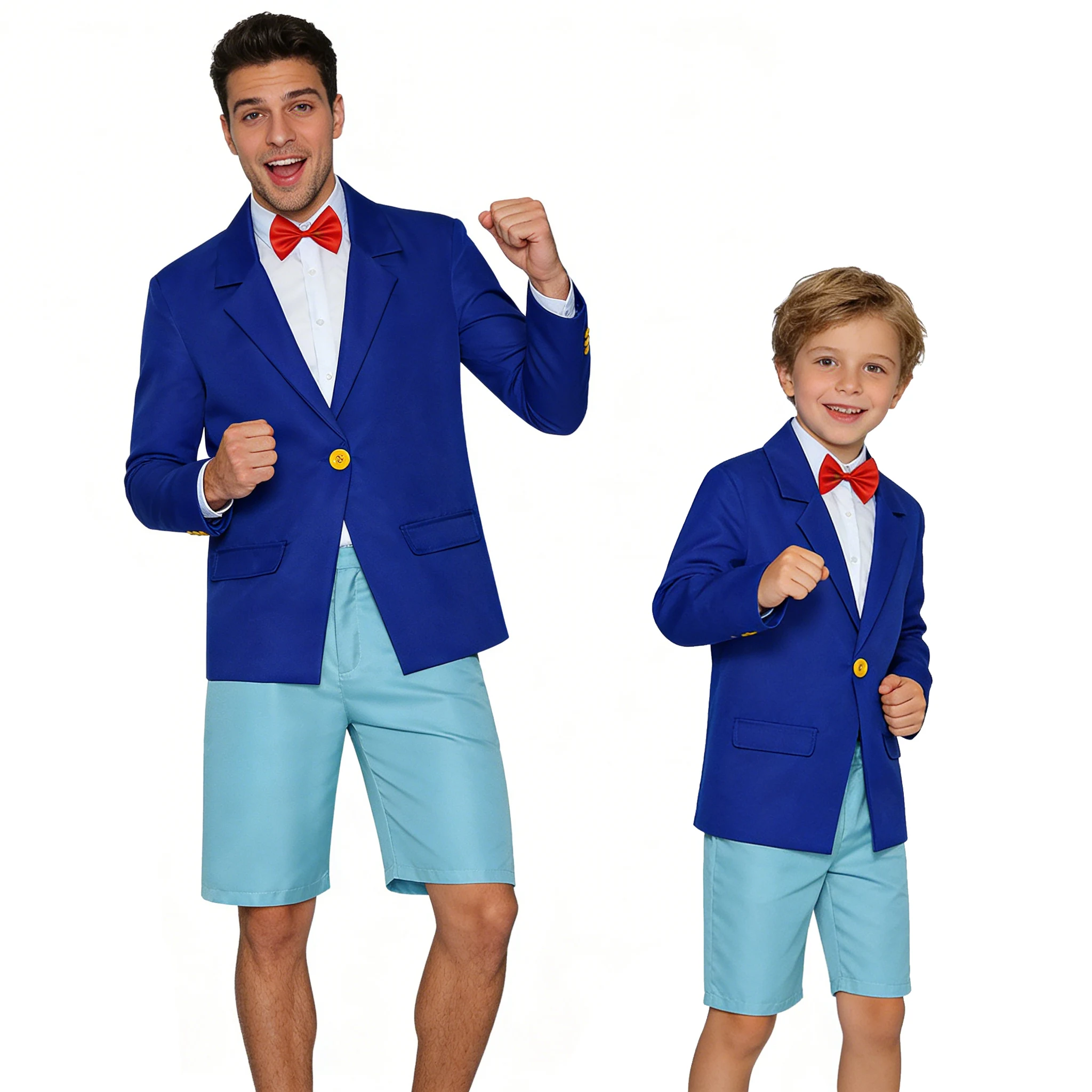 

Anime Detective Conan Cosplay Costume for Kids Family Matching Outfits，School Uniform Suit for Boys Girls Halloween Party