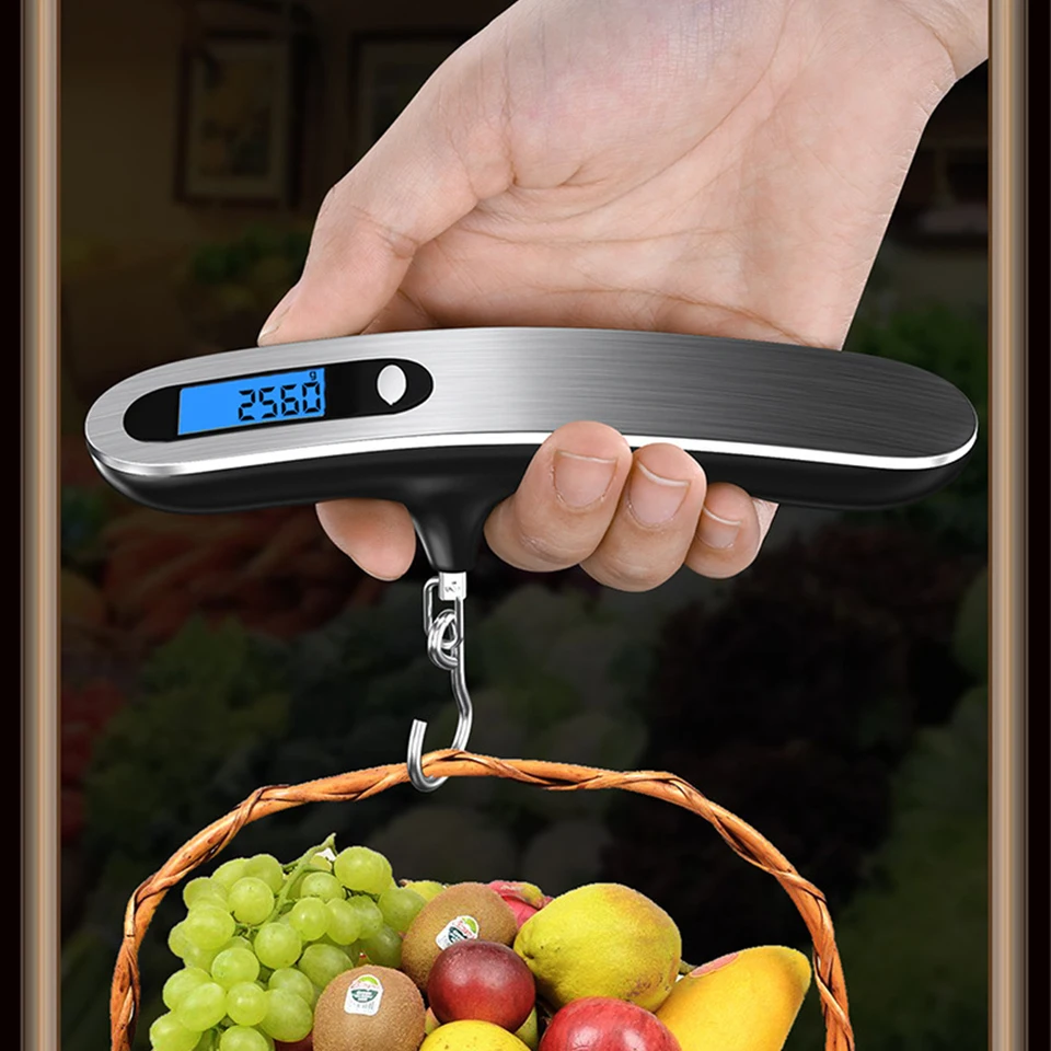 Portable Scale Digital LCD Display 110lb/50kg Electronic Luggage Hanging Suitcase Travel Weighs Baggage Fishing Scale with Hook