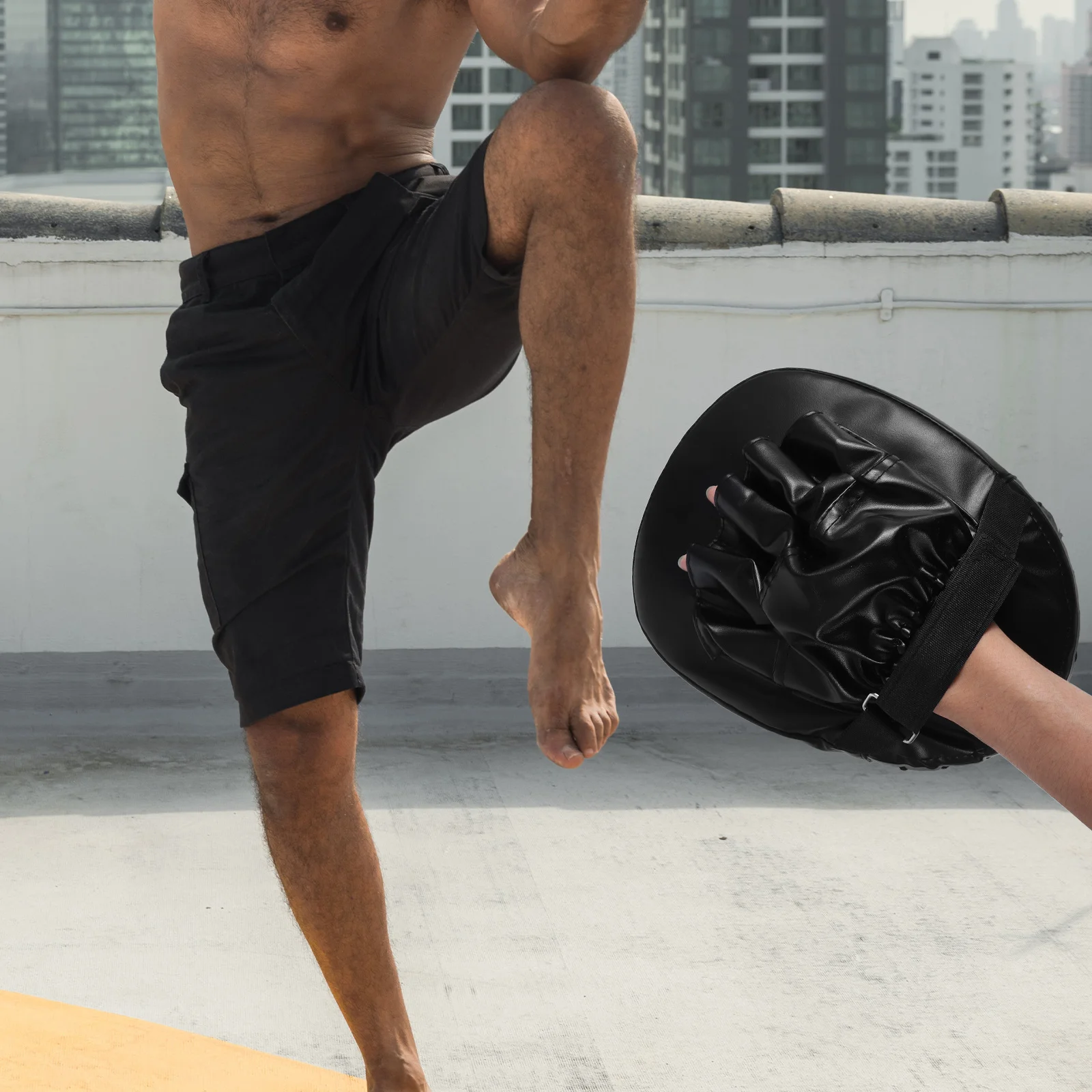 

Boxing Training Pads PU Five Fingers Gloves Black Single Adjustable Strap Karate Thai Martial Arts Punch Mitts