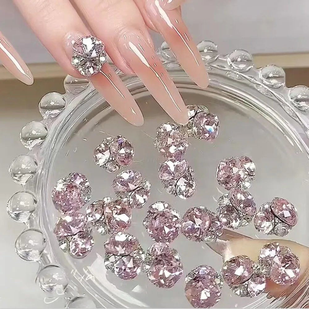 10 PZ 3D Rosa Mucchio Diamante per Unghie Art Bling Ovale Cristallo di Vetro Strass DlY NAIL Accessori di Lusso San Valentino Nail Design