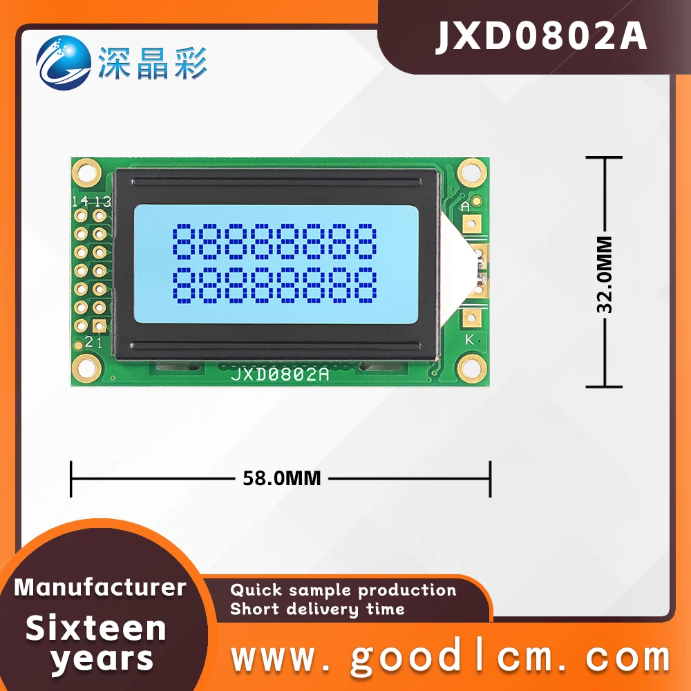 Parallel 0802 small-sized character dot matrix screen JXD0802A STN grey Positive High brightness clearness language LCMmodule