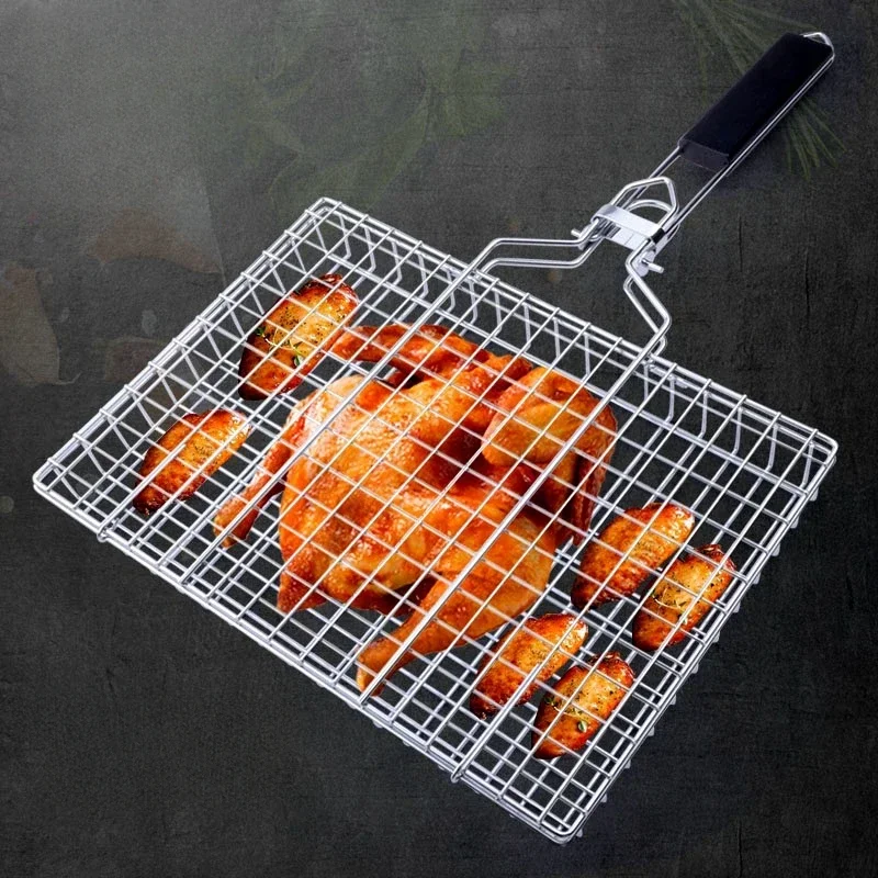 Stainless Steel Barbecue Mesh Encrypted Barbecue Mesh Clip Thickened Mesh Surface BBQ Accessories Fish Clip Vegetable Clamp