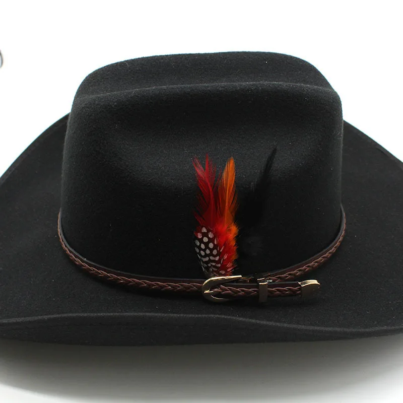 Fashion Wool Men Women Feather Fedora Hat For Winter Autumn Church Panama Wide Brim Vintage Fascinator Jazz Caps 2023 New