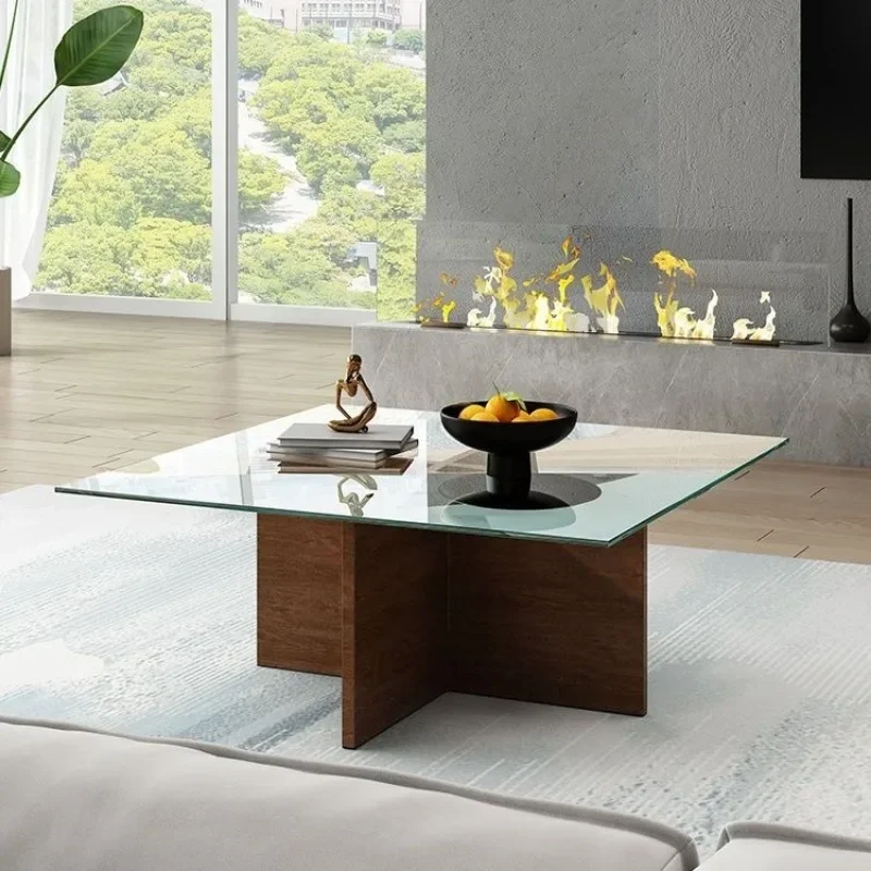 Nordic Coffee Table Living Room Home 3c Tempered Glass Mesa Extremely Retro Style Simple Modern Creative Advanced Square Tables