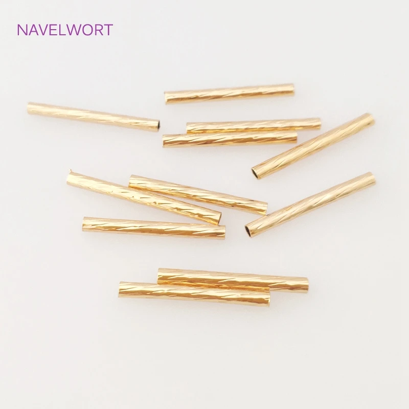 5 Sizes 18K Gold Plated Hollow Textured Spacer Tube For DIY Jewelry Bracelet Necklace Making Accessories