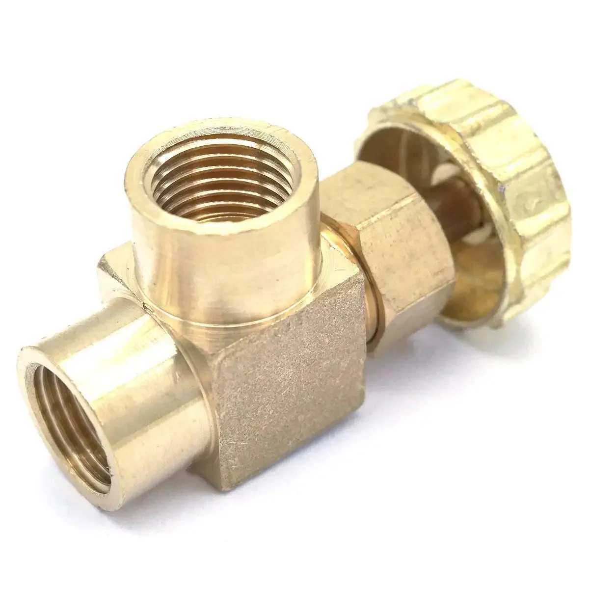 1/4 "BSP Perempuan Threaded 0.8 MPa Siku Equal Kuningan Plug Needle Valve
