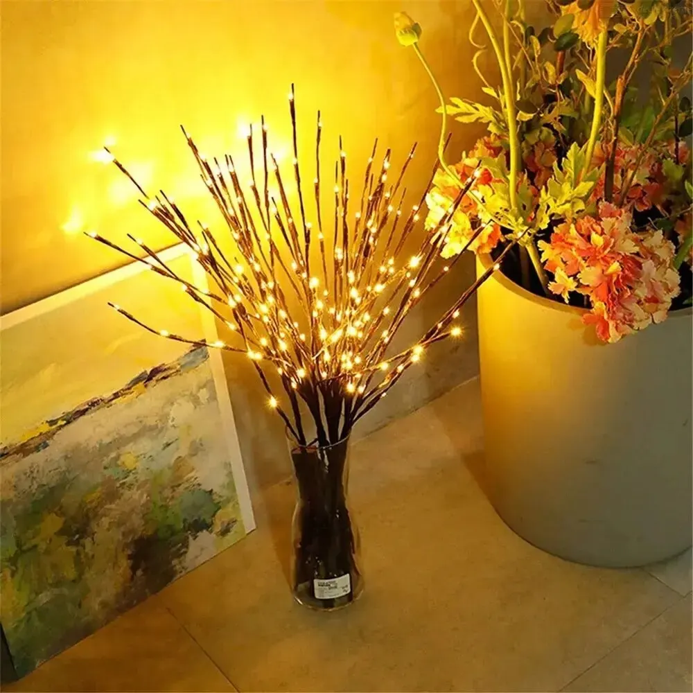 Super Bright 20 Bulbs LED Christmas Lights Cherry Blossom Branch Lights Lamp Tall Vase Twig Lighted Branch Wedding Decorative