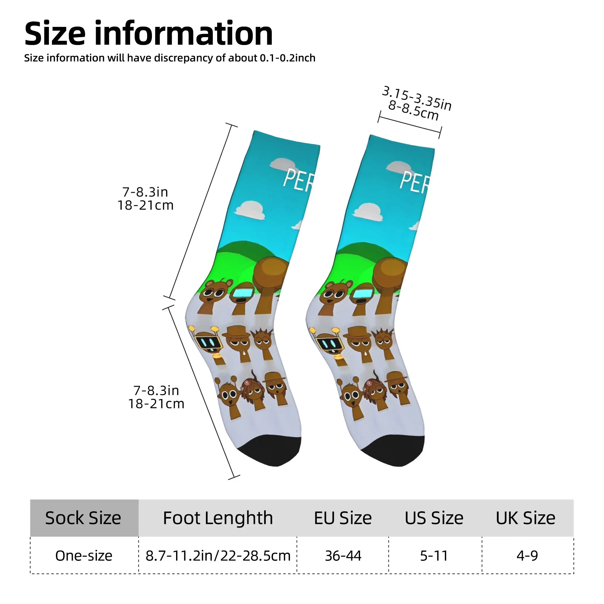 Sprunki Juego Medias de dibujos animados Calcetines divertidos gráficos Calcetines antideslizantes de invierno Adultos Hombres Calcetines suaves cálidos al aire libre