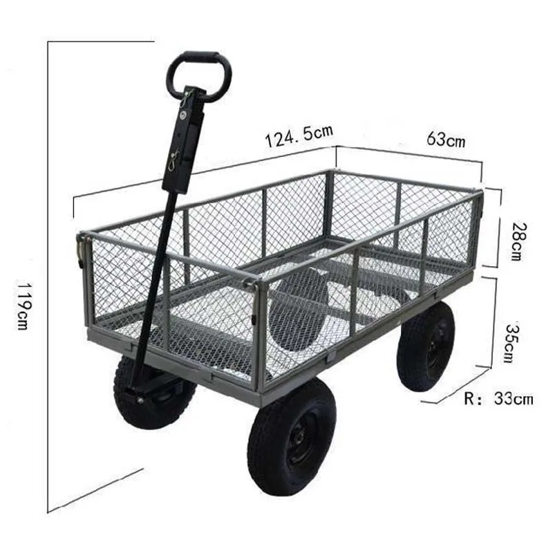 TLC4511 the Handy Steel Deluxe Garden Cart with Puncture Proof Wheels, Removeable Sides and Tool Tray