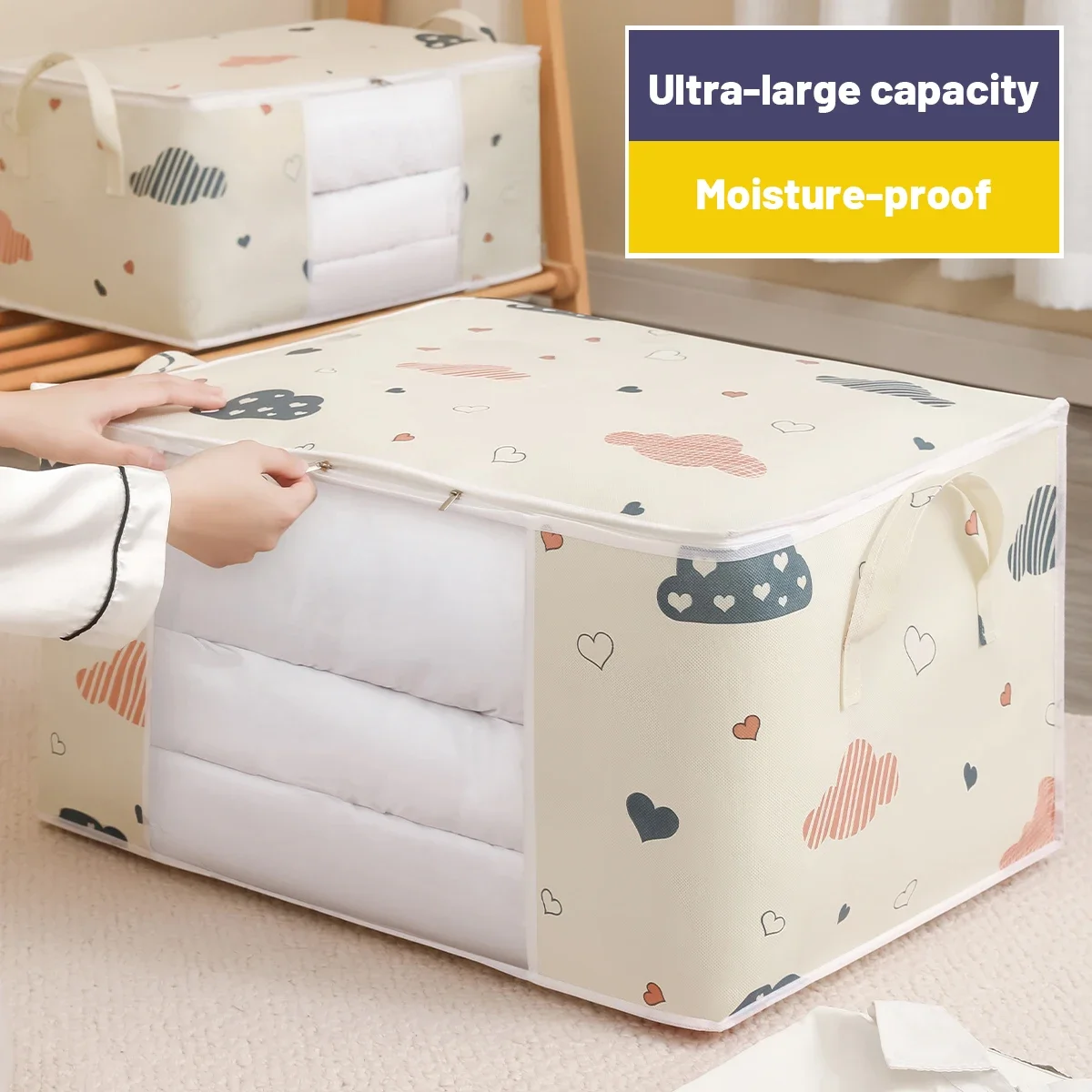 Wardrobe Organizer Large Capacity Quilt Storage Bag Clothing Box Bedding Container Polyester Fabric Dustproof Storage Bags