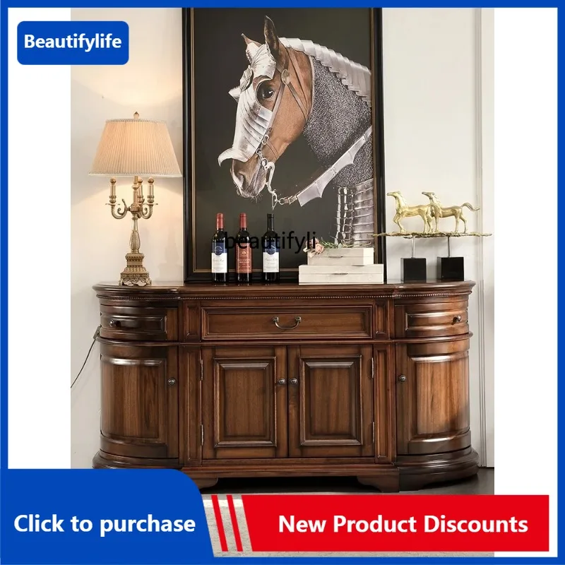 

C85 Шкаф-буфет в американском стиле из массива дерева, полукруглый органайзер для хранения, чайный шкаф, винтажный шкаф в европейском стиле