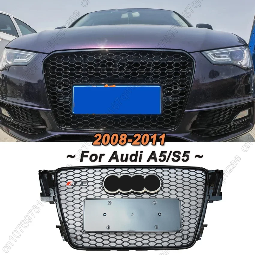 

Car Front Bumper Honeycomb Engine Guard For Audi A5/S5 2008 2009 2010 2011 ABS Racing Grill Accessories ABS Front Grille