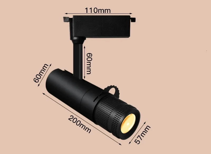 LED L-Type Rail Track Light Fixture 4-Grade Aperture Zoom Ceiling Lamp 10°~30° Beam Angle Adjustable Focus Spotlight AC85-260V