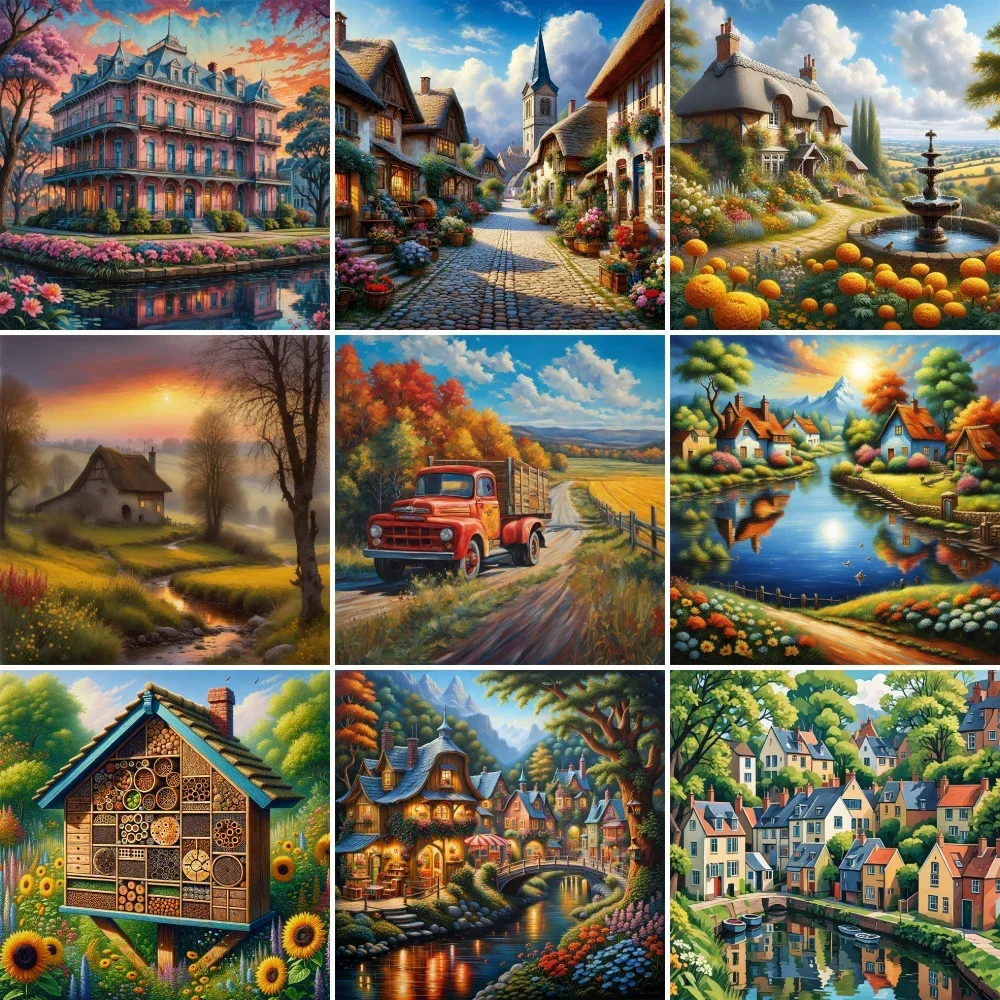 

606003 Landscape Fantasy Villa Painting By Numbers Personalized Crafts Supplies For Adults Decoration Home Personalized Gift