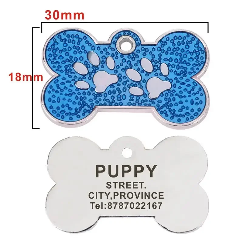 Personalized Engraving Pet ID Tag, Lucent Paw Dog Cat Name Tags, Collar Accessories, Customized Nameplate with Keyring