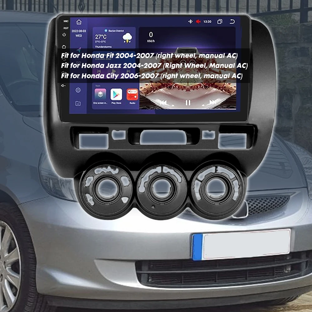 Adaptador de fáscia para quadro de carro, 9 polegadas, para honda city fit jazz 2002-2007, android, rádio, painel de montagem, kit lhd e rhd, acessórios