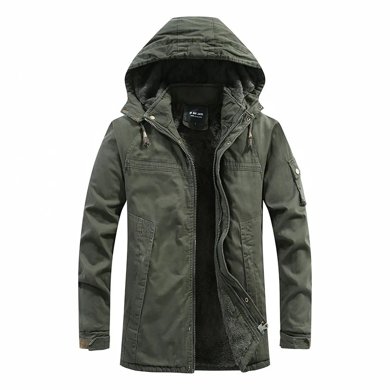Solid Color Cotton-Padded Jacket for Autumn Winter Casual Fleece Lined Zipper Windbreaker Loose Fit with Zipper Pocket