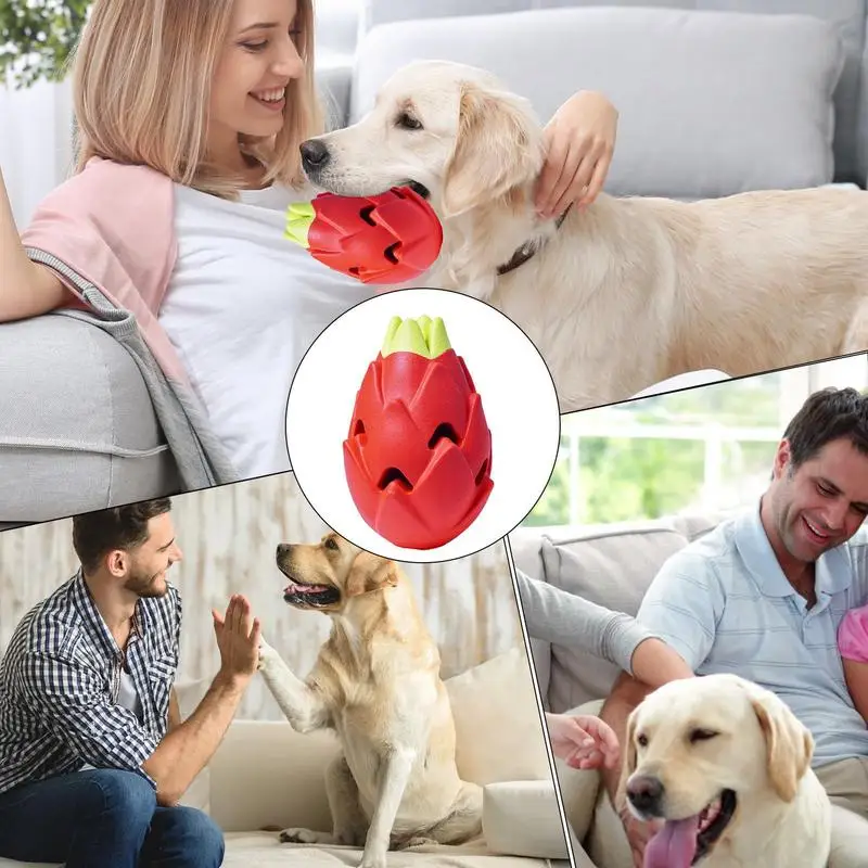 Alimentador lento para cães anti-asfixia alimentador lento bola puzzle alimentador lento comer borracha pitaya brinquedos interativos para cães brinquedos de dentição