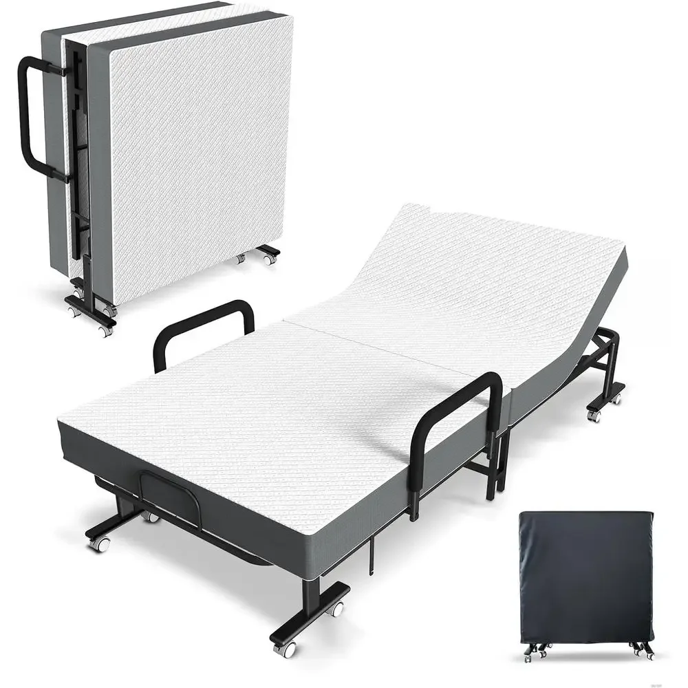 olding Gt Bed with Mattrand 6 Position Adjustable Backrest or Adults, Metal olding Trundle Bed, Oice Nap, Lunch Break, Comes wit