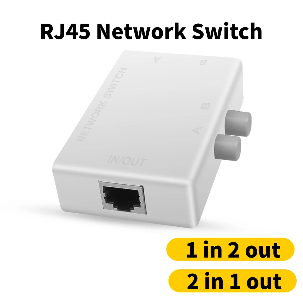 

2 Port RJ45 LAN Network Switch Ethernet Dual 2 Way Port Manual Sharing Switch Adapter HUB RJ-45 Network Box Splitter Conterver