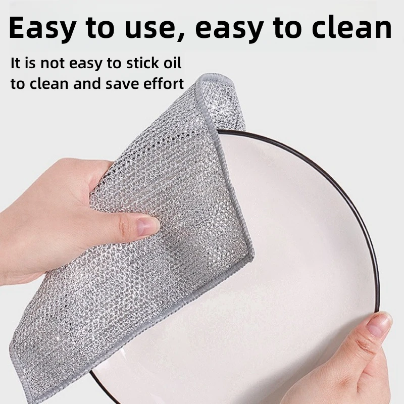 

Cloududa 5Pcs Kitchen Dish Towels Washcloth Double-layer Dish Cleaning Cloth Stain Remover Non-stick Oil Water-absorbing