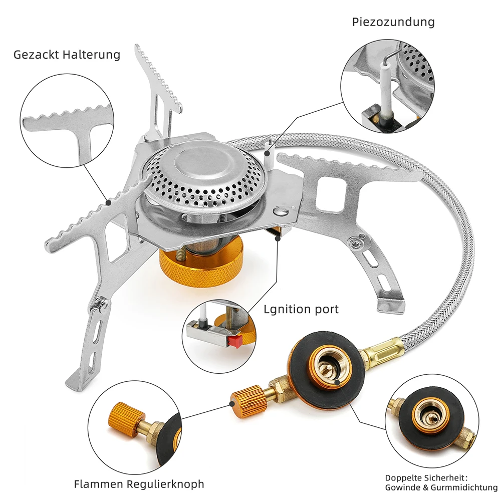 JYMCW Outdoor Gas Burner Camping Gas Stove Portable Folding Electronic Split Stove Tourist Equipment For Cooking Hiking 3500W