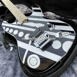 In Stock Eddie Unchains CIRCLES See Ya Later Bye Striped Crop Circles Electric Guitar Rolled Edge Body Floyd Rose Tremolo