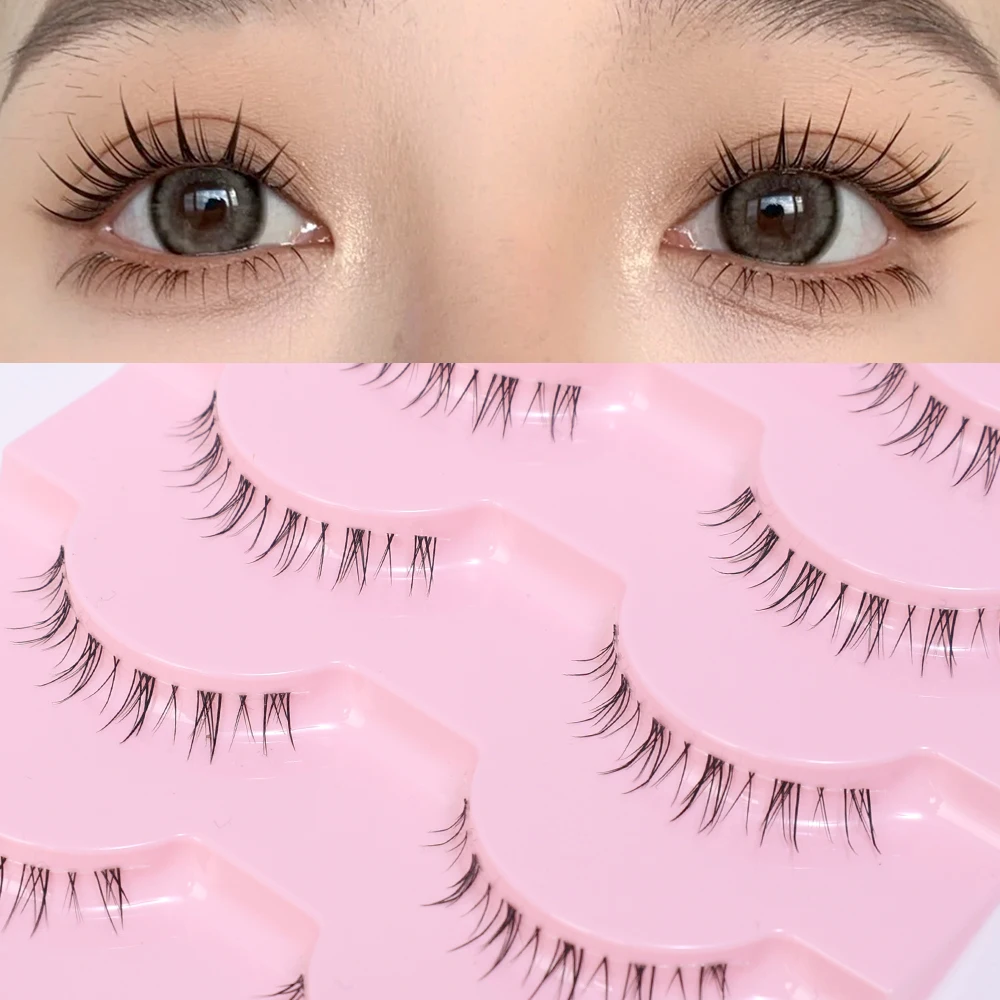 Ensemble de pinces à épiler pour cils inférieurs, bande transparente manga, contaminants doux, Py sous faux cils, bande de cils naturels, maquillage coréen, 5 paires