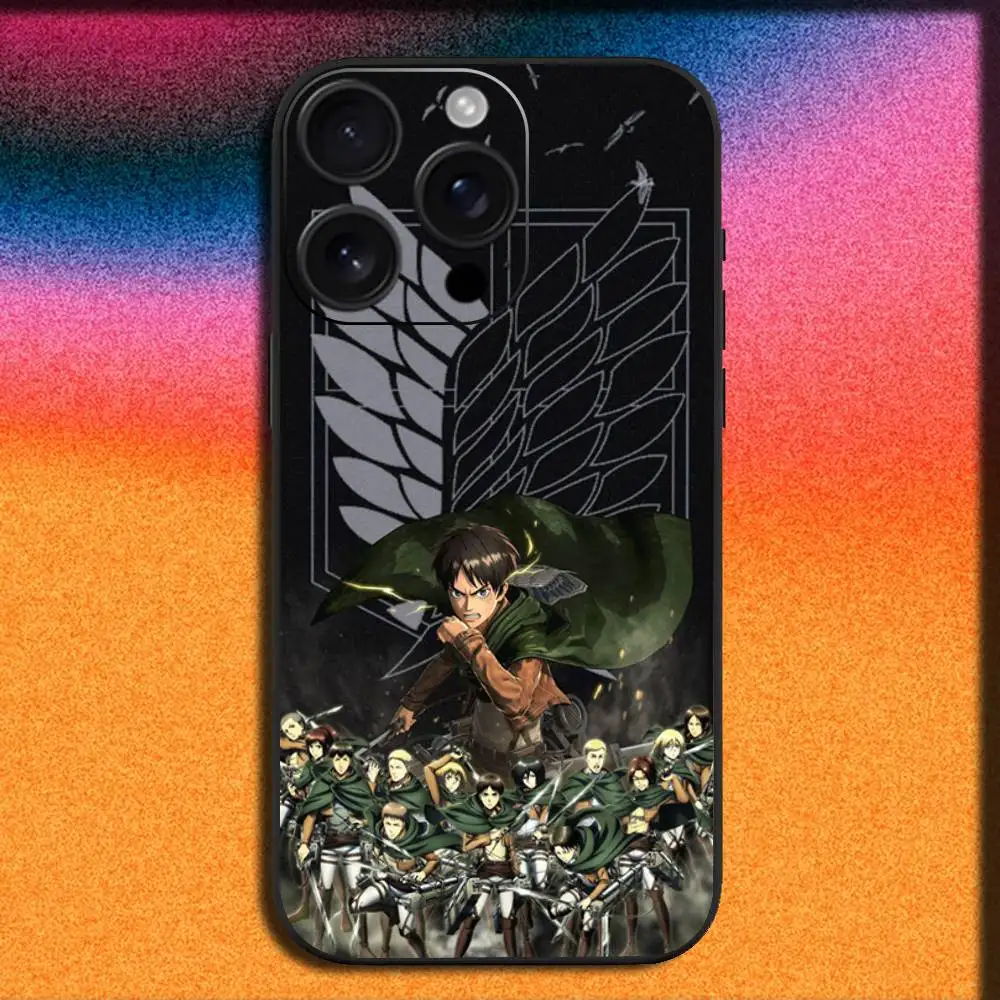 حافظة هاتف A-Attack on T-Titan Anime لهاتف iPhone 17,16,15,14,13,12,11,Pro,Max,Plus,E,SE4,Air,Mini Black Cover #6