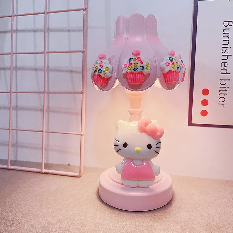 

Ins Vintage Hello Kitty Lotus Leaf Night Light, Multicolor Dimmable Desk Lamp for Dorm Bedroom Cute Kawaii Table Decor for Girls