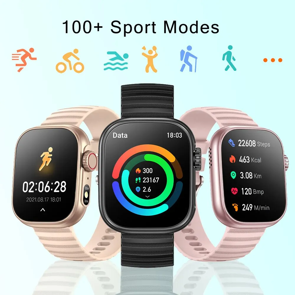SENBONO Smart Watch Men Women LED Flashlight 100+ Sport Modes Fitness Tracker Body Temperature 2.01β Screen Smartwatch Men Wome