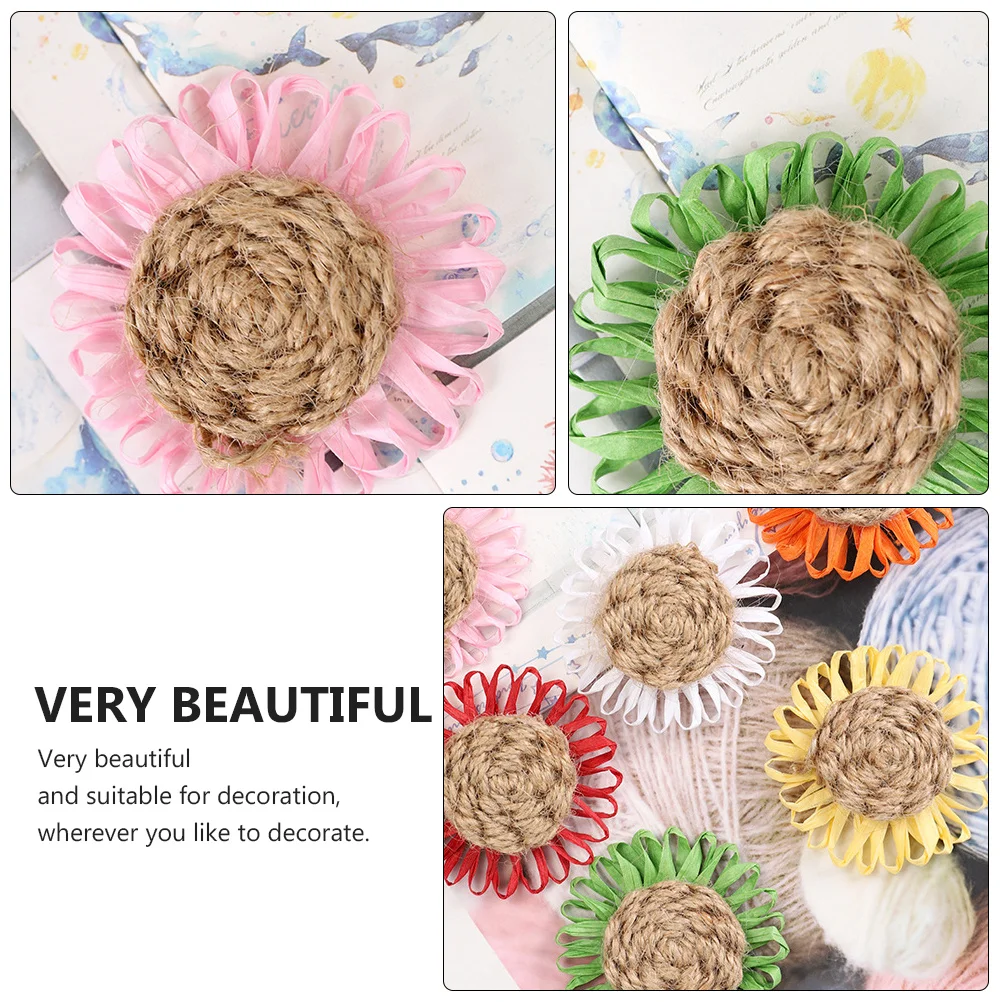 

7Pcs Hemp Rope Flower DIY Handmade Daisy Rustic Decorative Accessories Christmas Home Craft Rope Flower DIY Daisy
