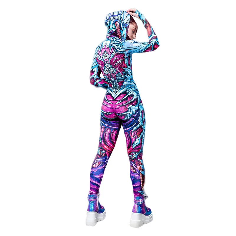 Teufel-Skelett 3D-Druck Overall mit Hut Catsuit Cosplay Kostüme Strumpfhose Zentai-Anzug Halloween Party Bodysuit 2026 – Detail 10