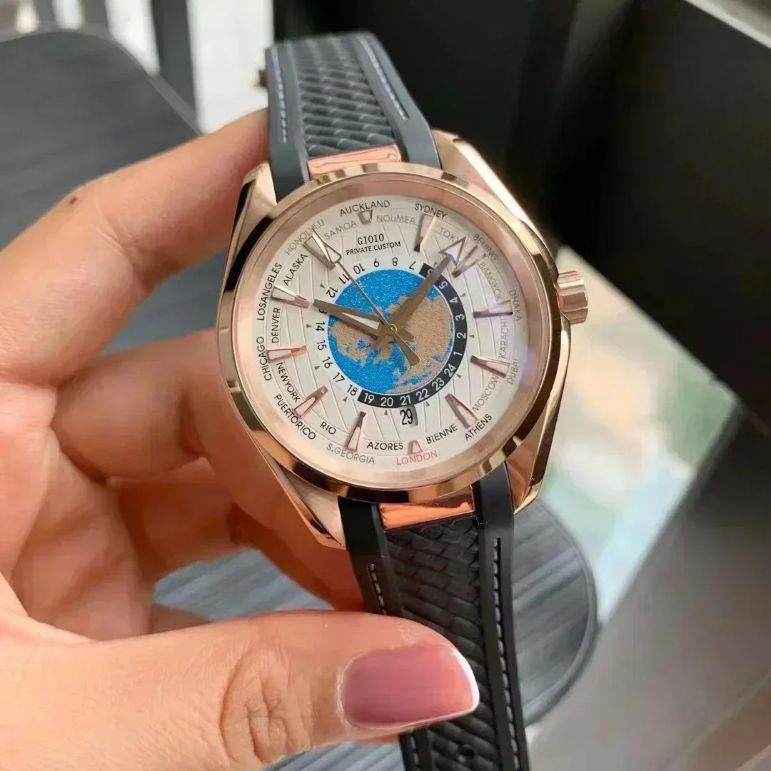 41mm Top Qaulity Mens Automatic Watch Mechanical Sapphire Black Blue Rubber Luminous Stainless Steel Rose Gold