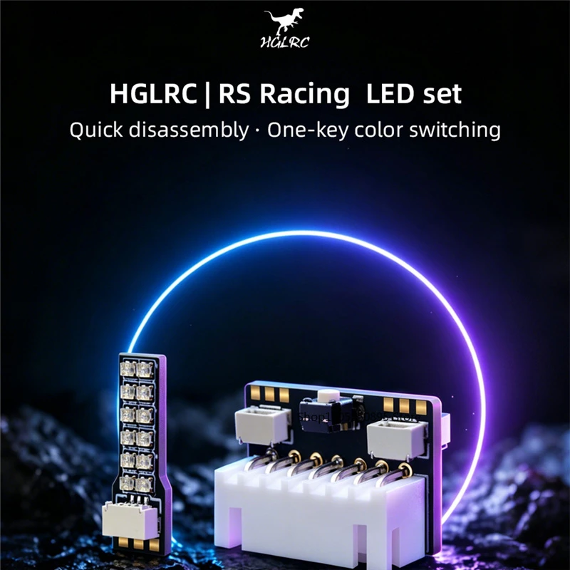HGLRC RS Racing LED Set FPV Drone Light Kit, Quick Disassembly One-Key Color Switch,4 RGB LED Strips Controller Set
