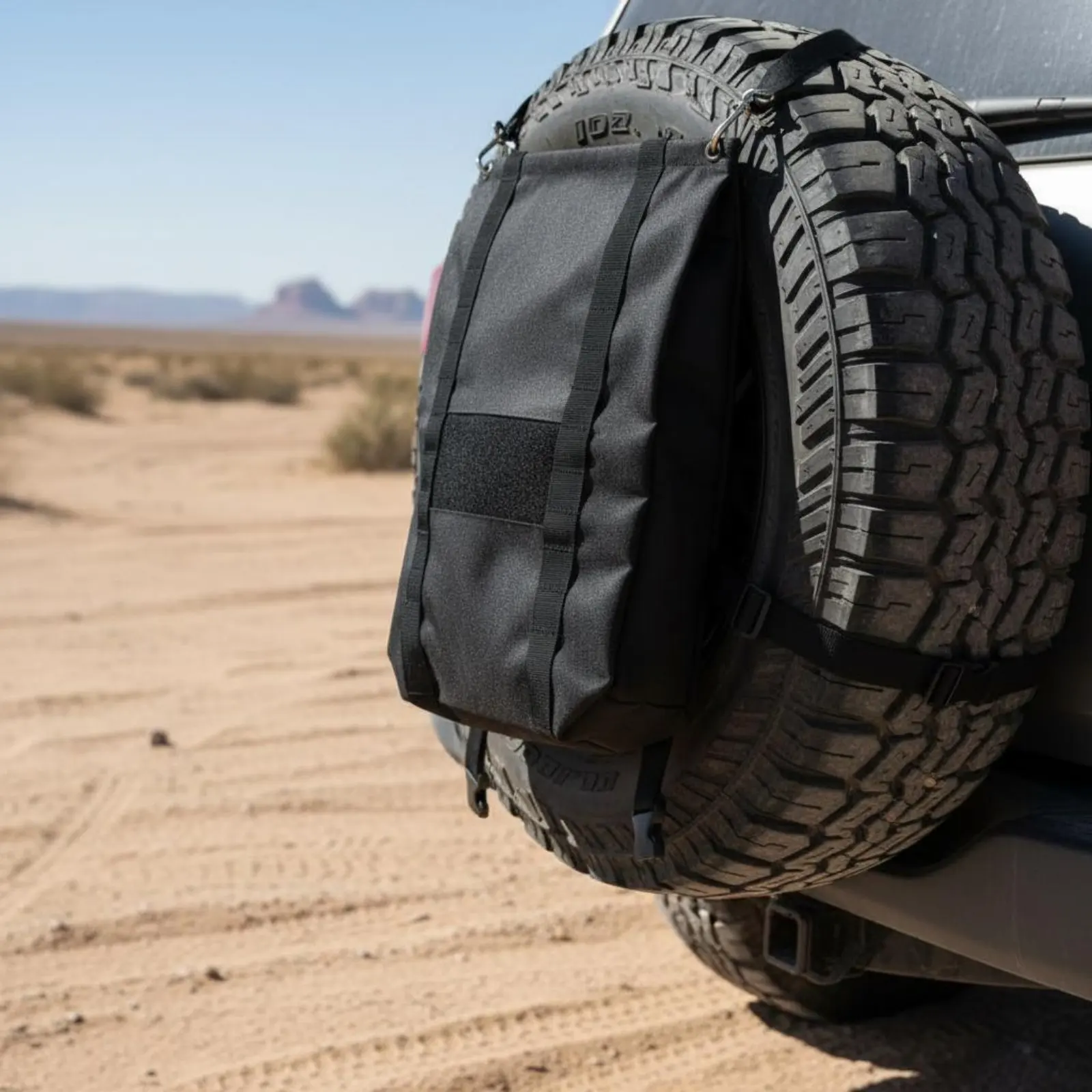 Spare Tire Trash Bag Adjustable Straps Spare Tire Storage Bag Automotive Accessory PVC Mesh Easy Attachment for Campers, Camping