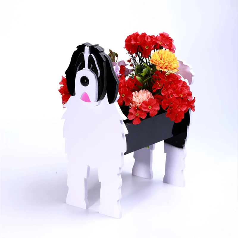 

Dog Shaped Flower Pot Garden Plant Container Holder Bulldog Poodle Corgi Small Vase Outdoor DIY Plastic Indoor Home Decor