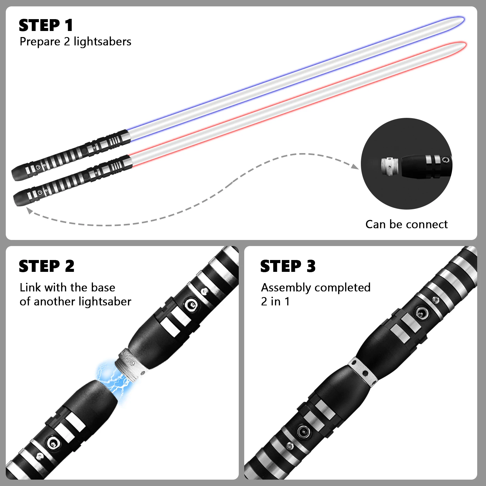 Dueling Lightsaber,Detachable Metal Hilt,Light Saber with Full Size 38.2 Inch,4 Modes,Loud Sound,FOC,Blaster,Swing Birthday Gift
