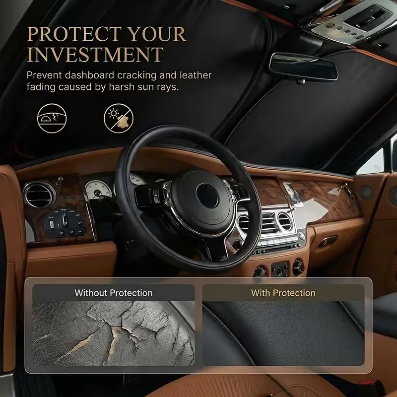1pc Car Sun Protection, Heat Insulation, Sunshade, Front Curtain, Front Windshield, Car Shield, Car Sun Protection - view 4