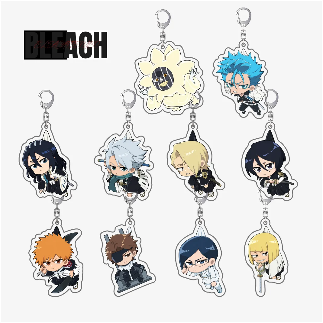 BLEACH Acrylic Keychain Tsumamare Series Byakuya Aizen Grimmjow Q Version Hanging Pendant Keyring Anime Cosplay Gift Ornament 6c