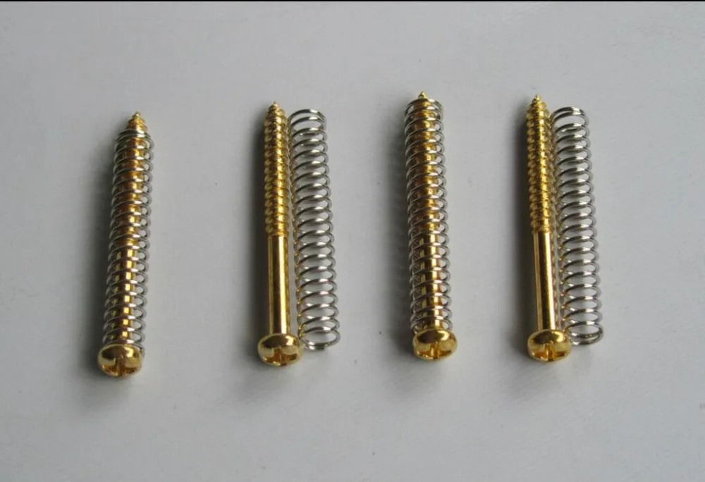 

4x Gold Precision Bass Jazz Bass and P90 Soap bar Pickup Mounting Screws Springs