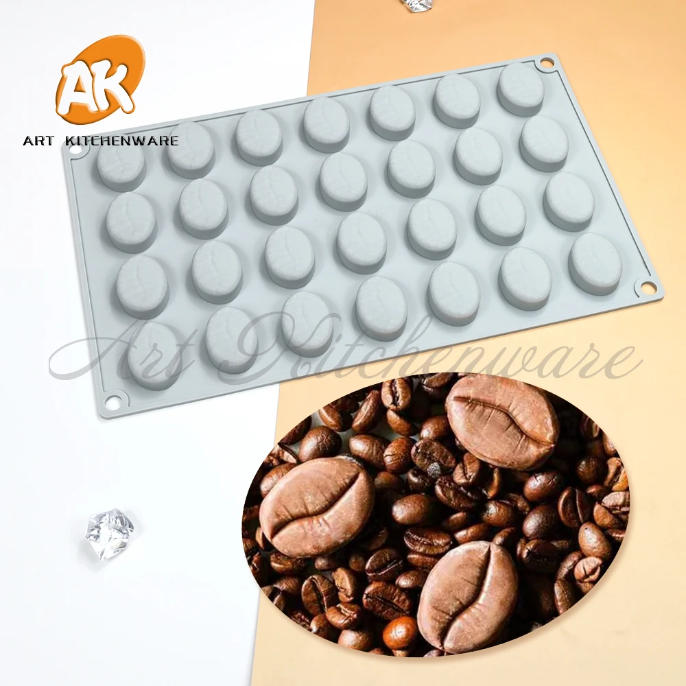 28 Cells Coffee Beans Silicone Candy Chocolate Cake Cookie Cupcake Mold Soap Mould DIY Oval Chocolate mold 