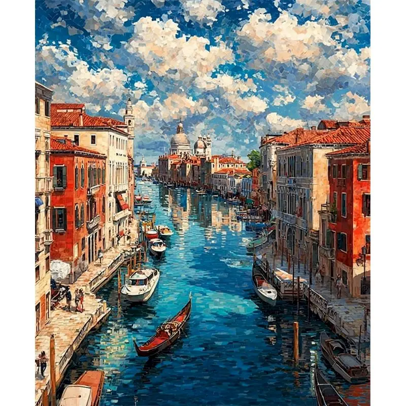 

GATYZTORY Oil Painting by Numbers City Landscape DIY Frame Pictures By Numbers Canvas Painting Handpaint Number Painting Gift