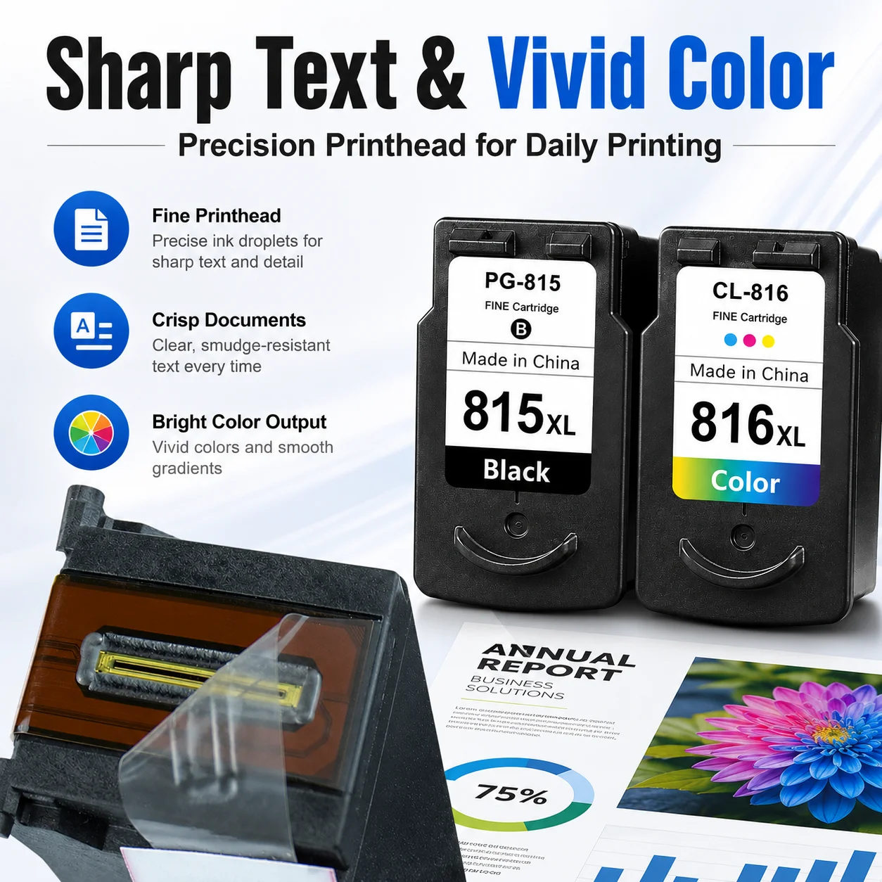 PG-815XL CL-816XL Ink Cartridge Set Compatible with Canon PIXMA IP2780 IP2788 MP288 MP368 MX348 MX358 Black Color